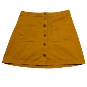Old Navy mini button front skirt, mustard brown, Size 8